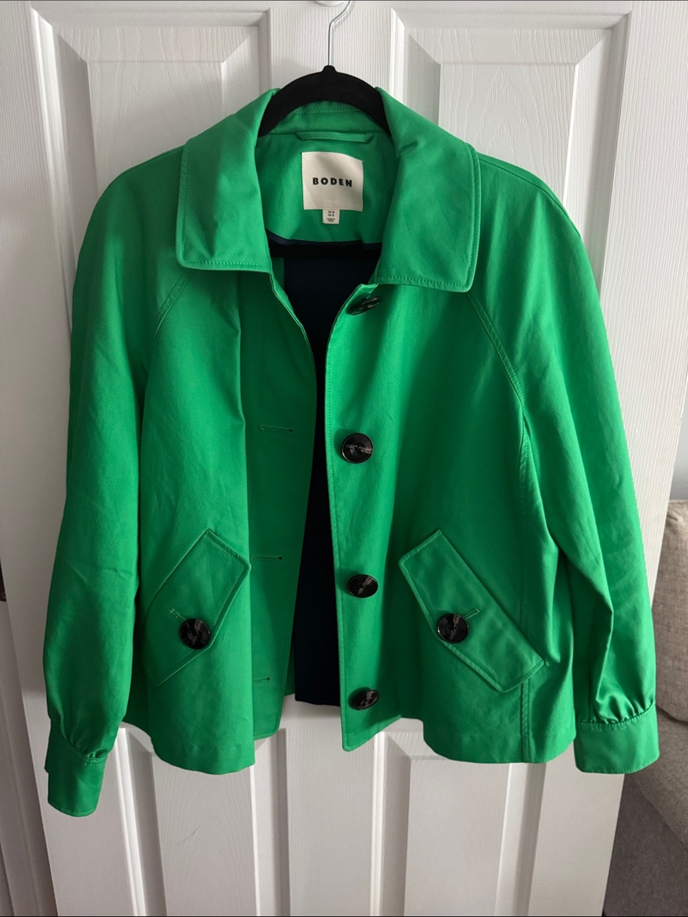 Boden Kelly Green Button-Front Pea Coat